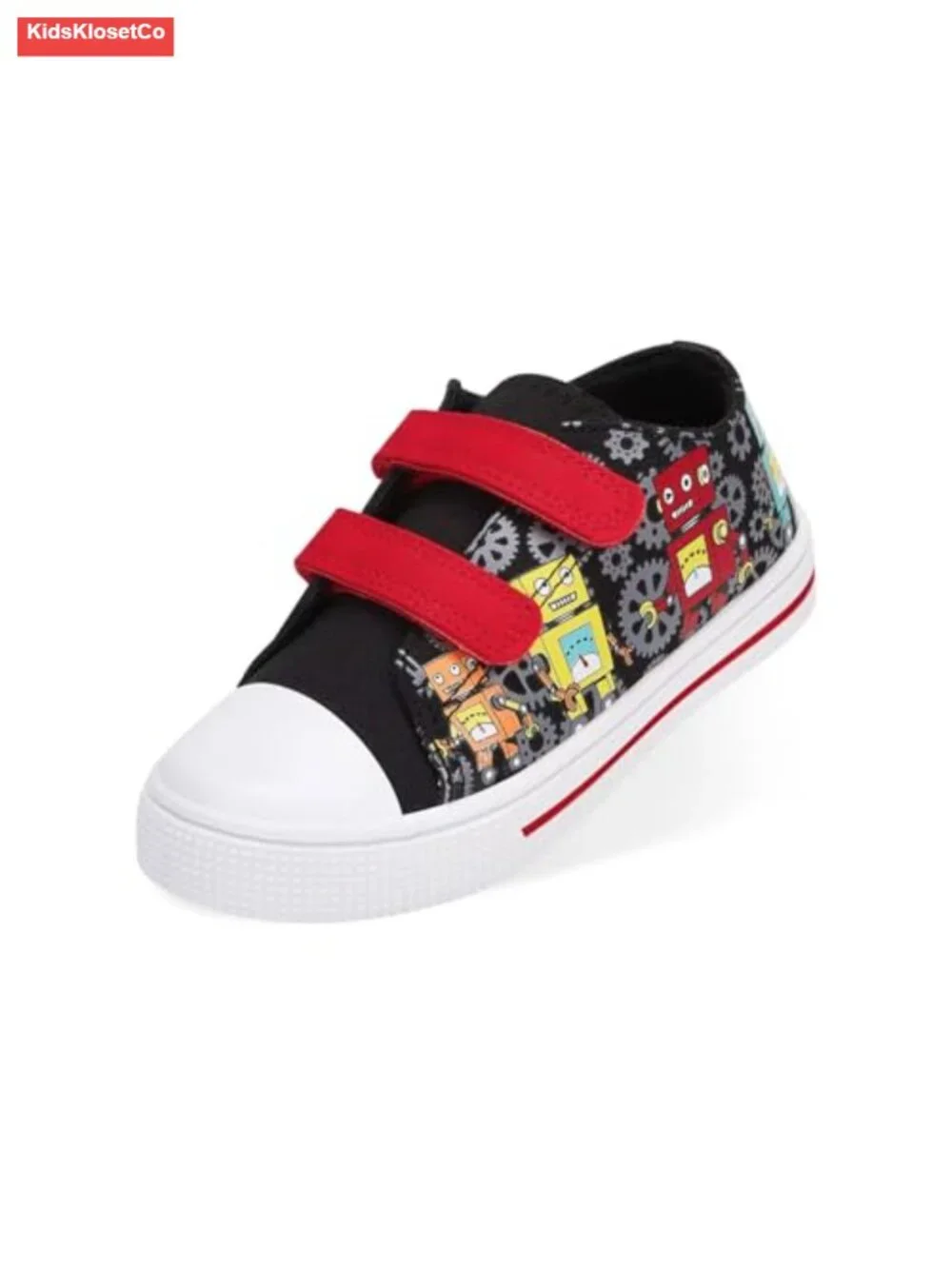 Kids Low Top Canvas Sneakers with Hook and Loop Closure